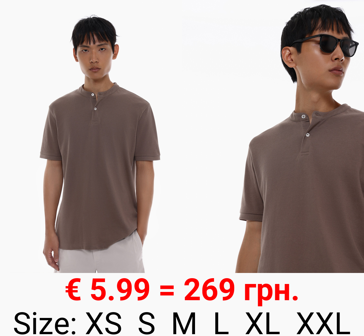 Mandarin collar polo shirt