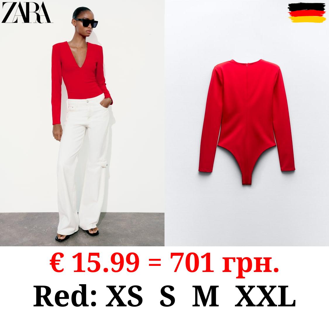 STRETCH BODYSUIT WITH SHOULDER PADS