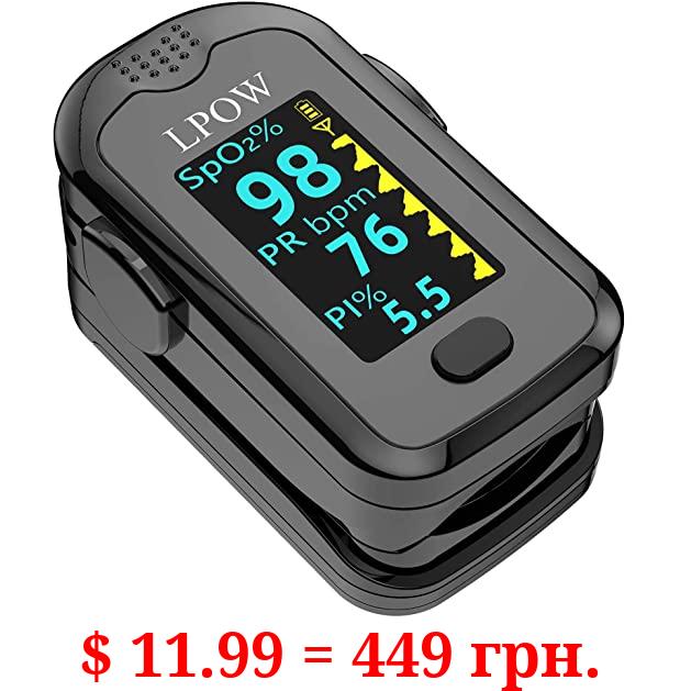 LPOW Bluetooth Pulse Oximeter Fingertip, OLED Display, Blood Oxygen Saturation Monitor (SpO2) and Pulse Rate, Perfusion Index with Alarm, APP for Smart Tracking, Batteries and Lanyard Included