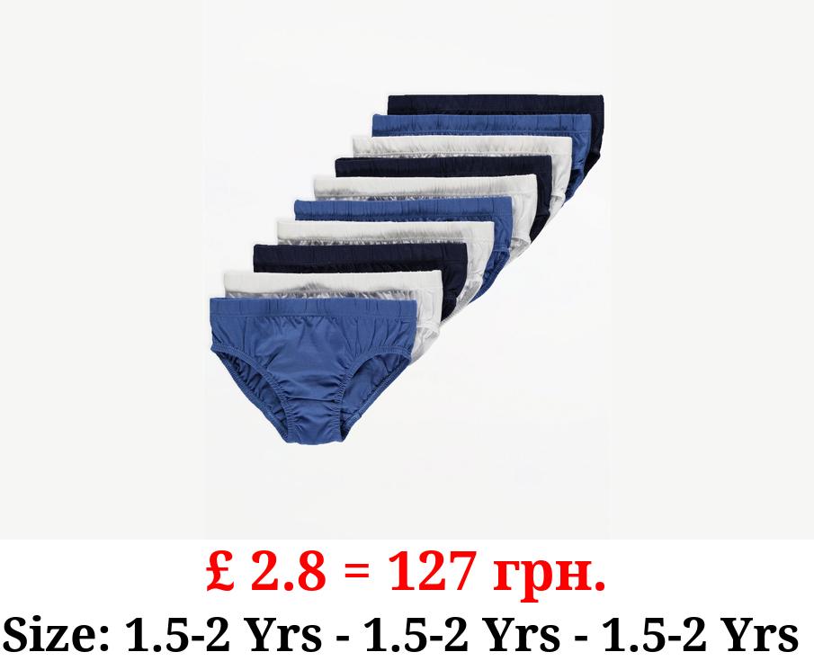 Blue Assorted Boys Briefs 10 Pack