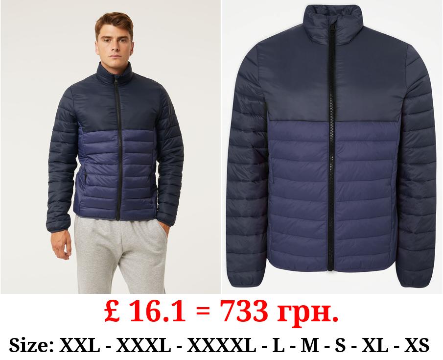 Navy Colour Block Padded Jacket