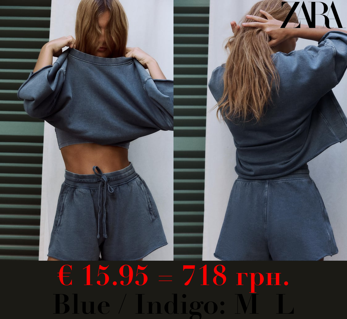 SHORT SLEEVE RIBBED PLUSH SWEATSHIRT