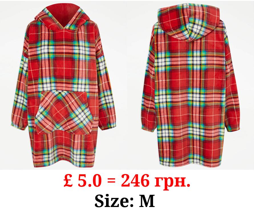 Checked Fleece Matching Adults Christmas Snuggle Hoodie
