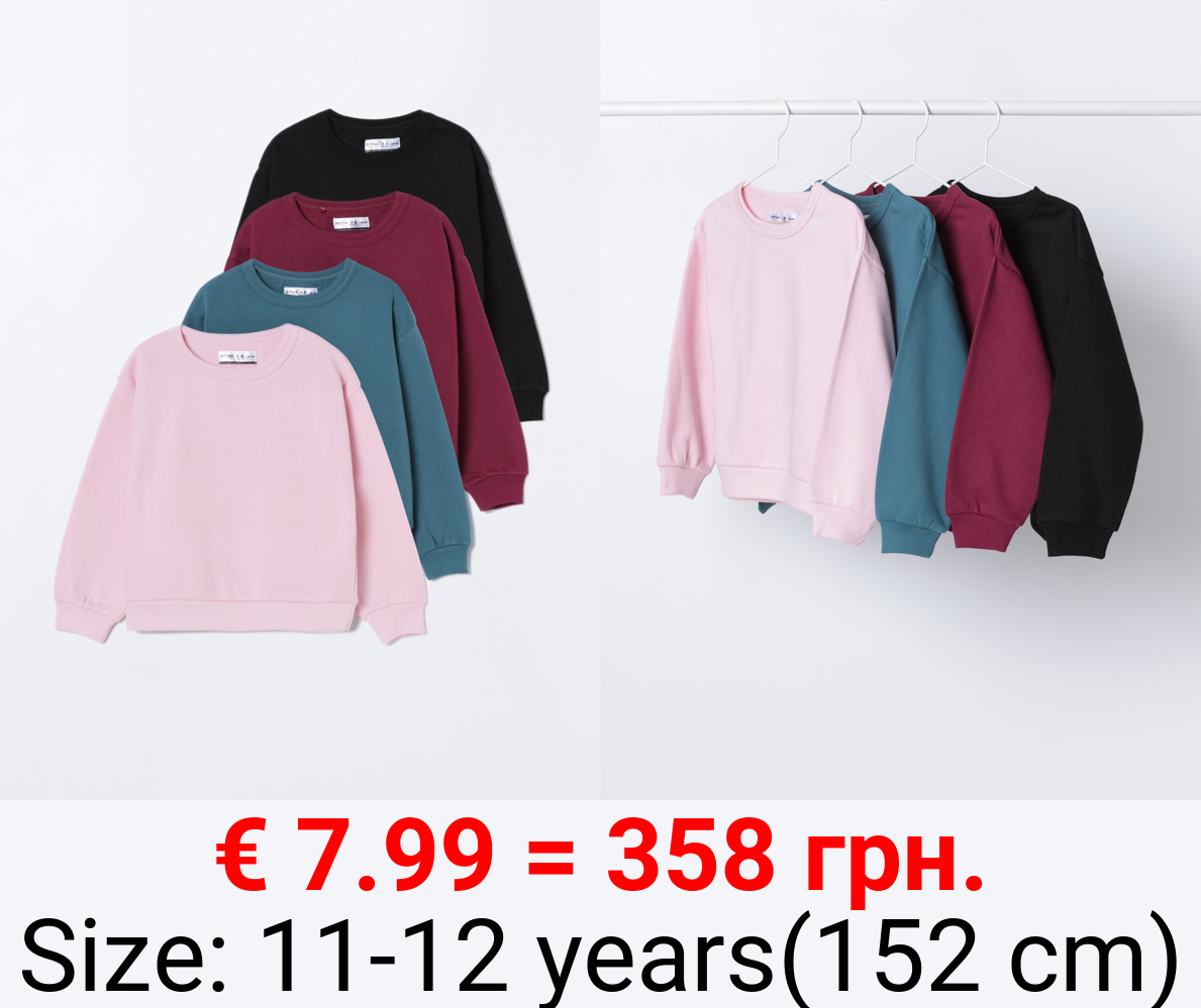 Pack of 4 basic plain sweatshirts