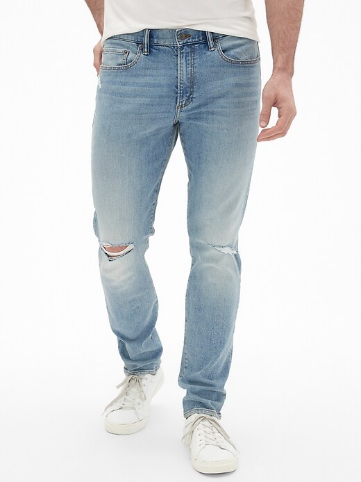 Skinny Fit Jeans in Distressed with GapFlex