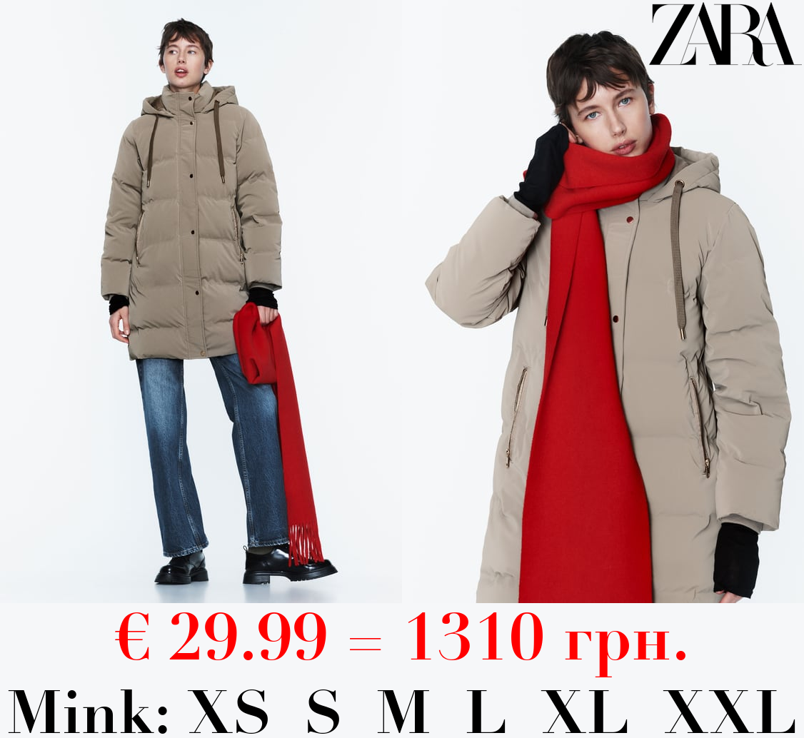 HOODED PUFFER ANORAK WITH WIND PROTECTION