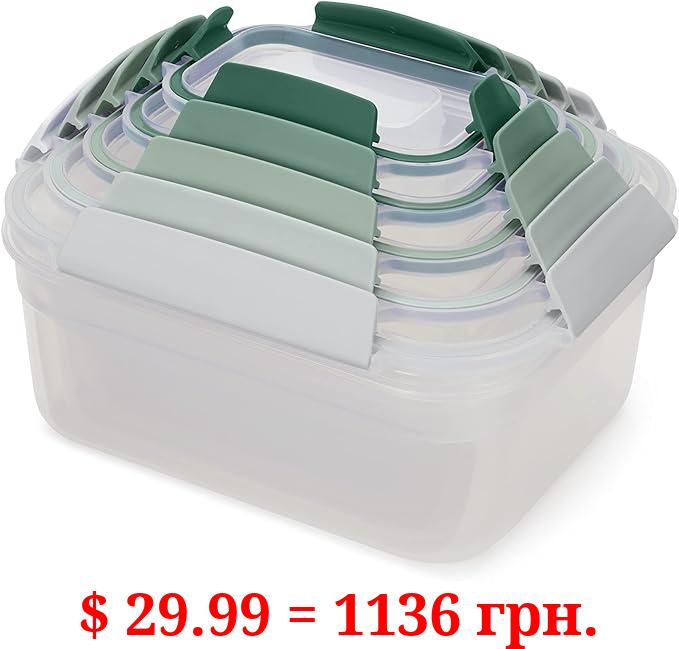 Joseph Joseph Nest Lock, 5 Piece Plastic Food Storage Container set with lids, Leak Proof, Airtight, Space Saving, Kitchen Storage - Sage Green