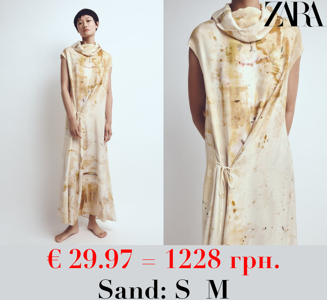 PRINTED DRESS WITH TIES