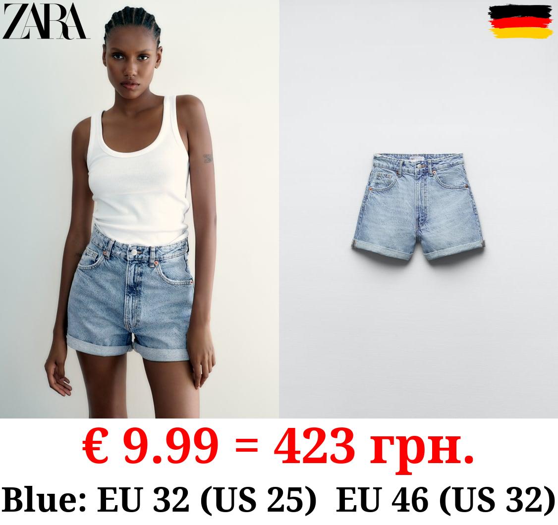 TRF HIGH-RISE MOM FIT DENIM BERMUDA SHORTS