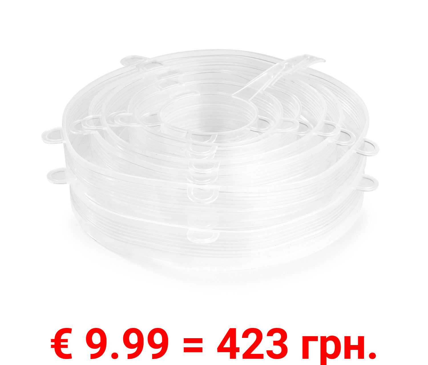 GOURMETmaxx Flexible Silikondeckel, 12 Stück , transparent