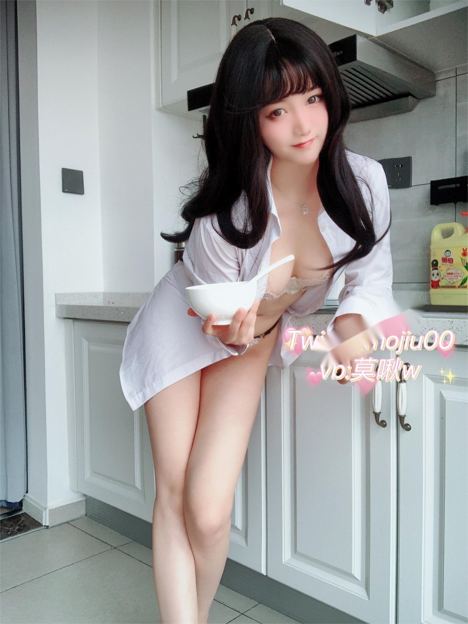 小青茗 露脸定制白色衬衫 11