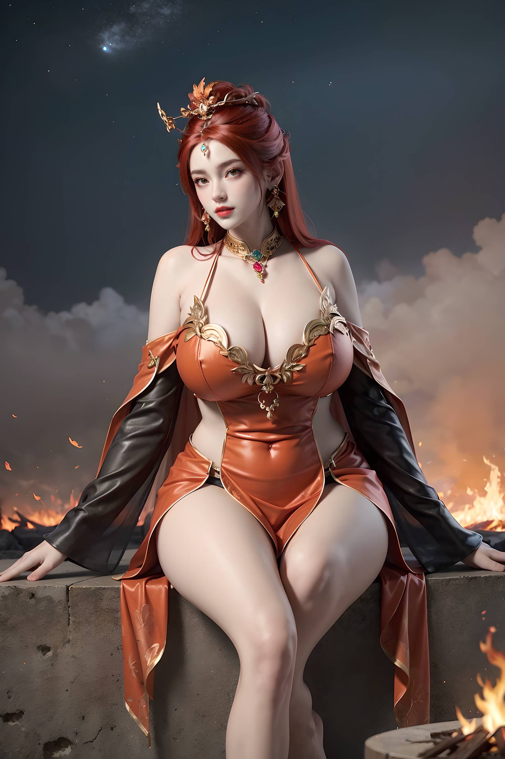 图片[94]-完美世界-曼珠沙华 户外红色礼服-六色网