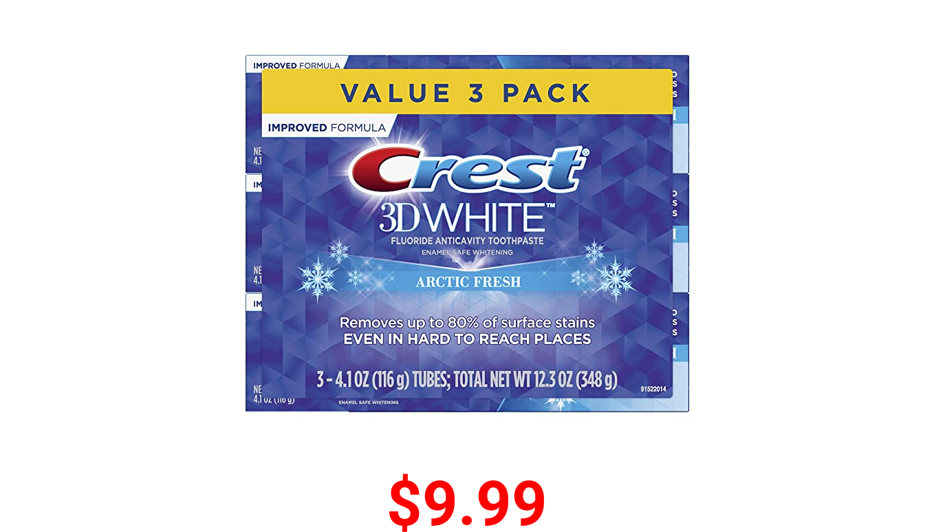 Crest 3D White Whitening Arctic Fresh Toothpaste, 4.1 oz, 3 Count