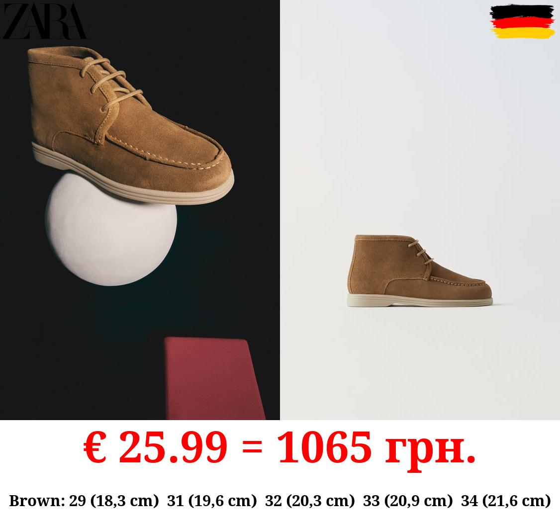 SPLIT SUEDE DECK ANKLE BOOTS