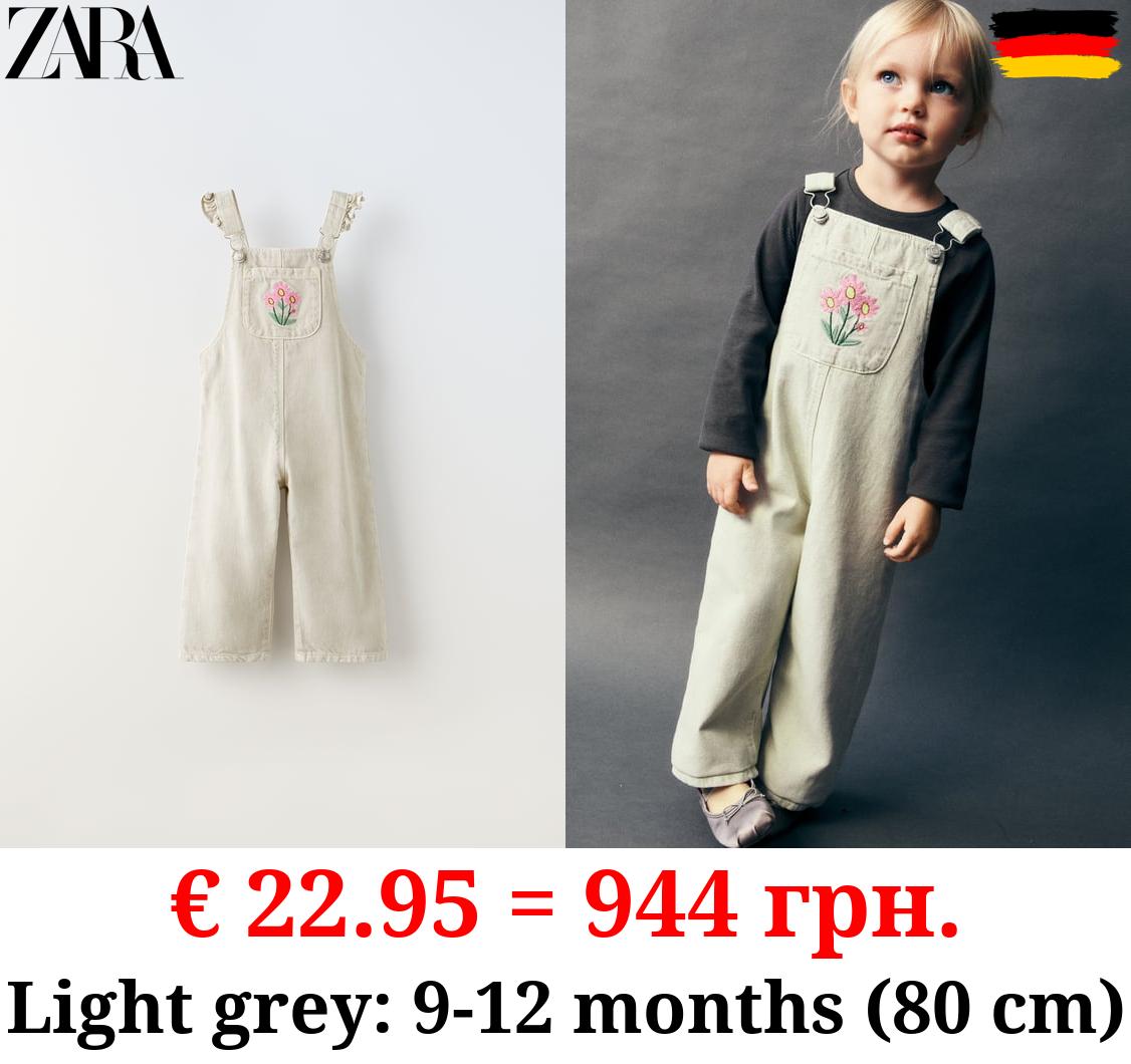 EMBROIDERED DENIM DUNGAREES