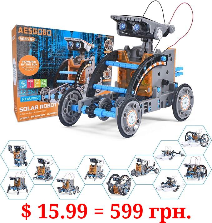 AESGOGO STEM Projects 12-in-1 Creation Solar Robot Kit,Science Experiments Toys Gifts for Kids Ages 8-12,Educational DIY Building Robotics Kit for 8 9 10 11 12 13 14 15 Year Old Boys Girls Teens