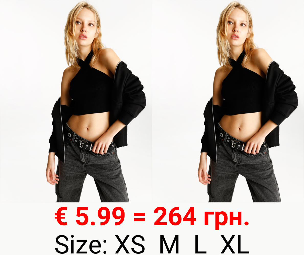 Knit crossover halter top