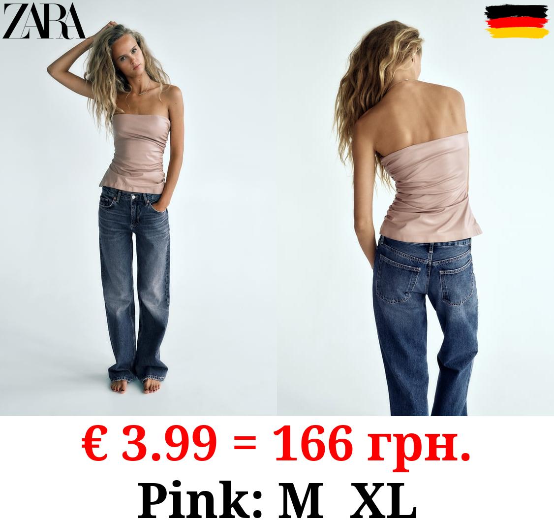 LEATHER EFFECT STRAPLESS TOP