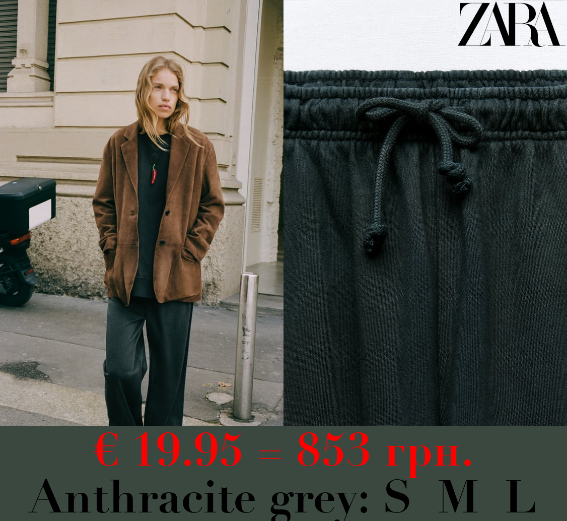 FADED-EFFECT PLUSH JOGGER TROUSERS