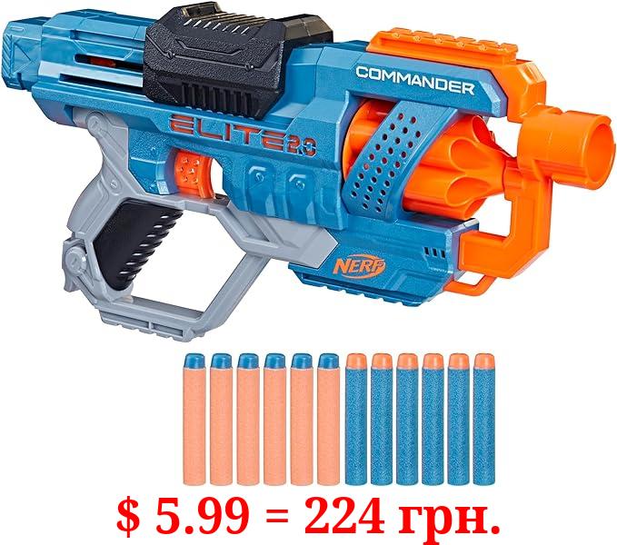Nerf Elite 2.0 Commander RD-6 Dart Blaster, 12 Darts, 6-Dart Rotating Drum, Outdoor Toys, Great Holiday for Kids, Ages 8 and Up