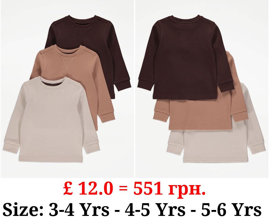 Waffle Texture Long Sleeve Sweatshirts 3 Pack