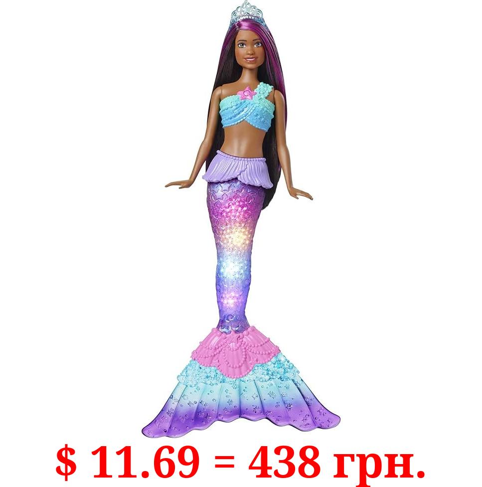 Barbie Dreamtopia Doll, Mermaid Toy with Water-Activated Light-Up Tail, Purple-Streaked Hair & 4 Colorful Light Shows
