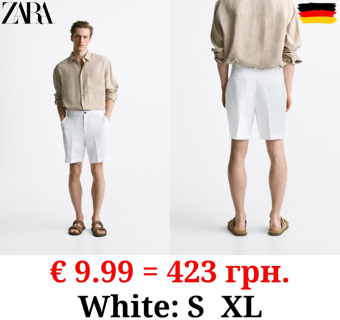 100% LINEN BERMUDA SHORTS