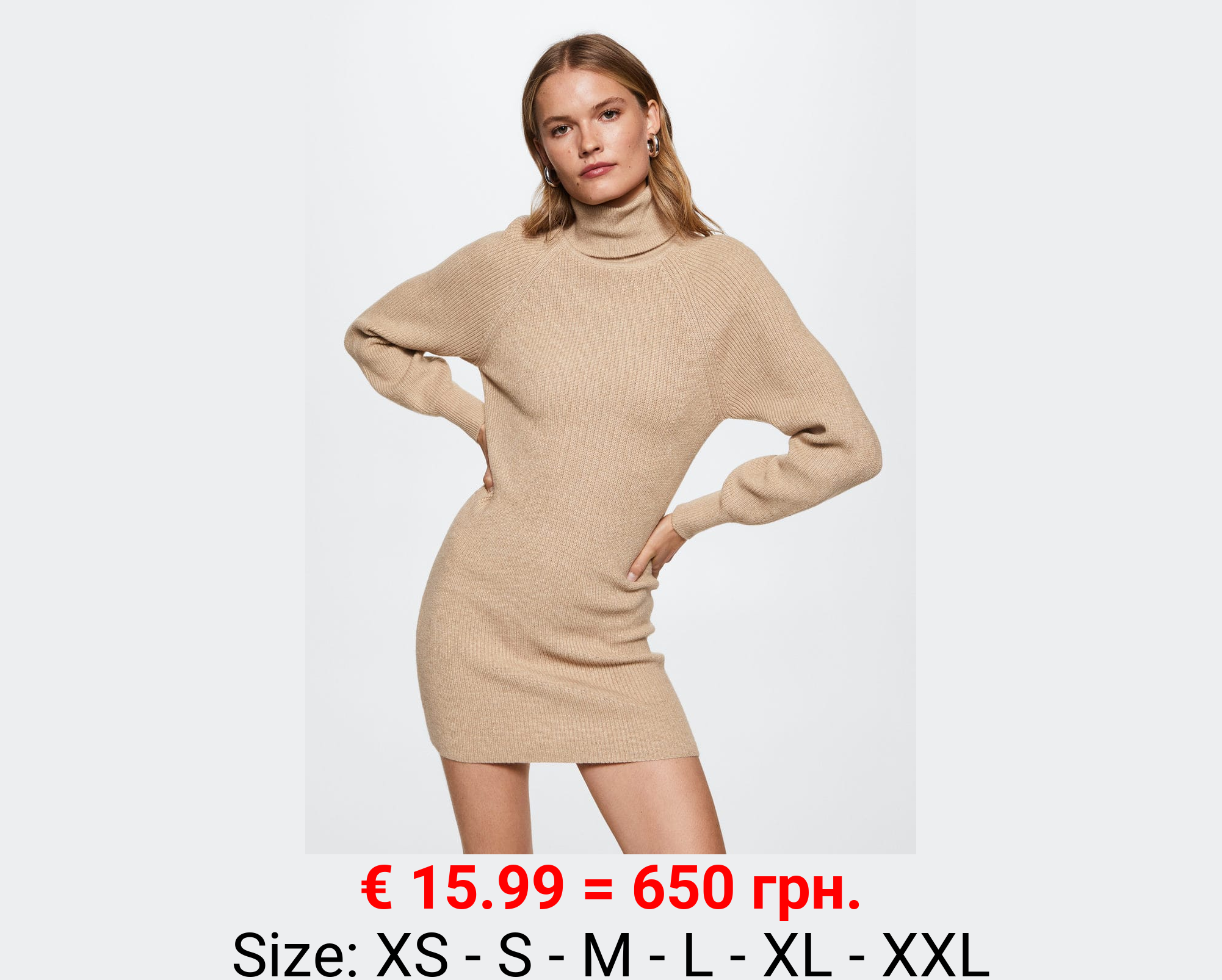 Vestido canalé cuello vuelto