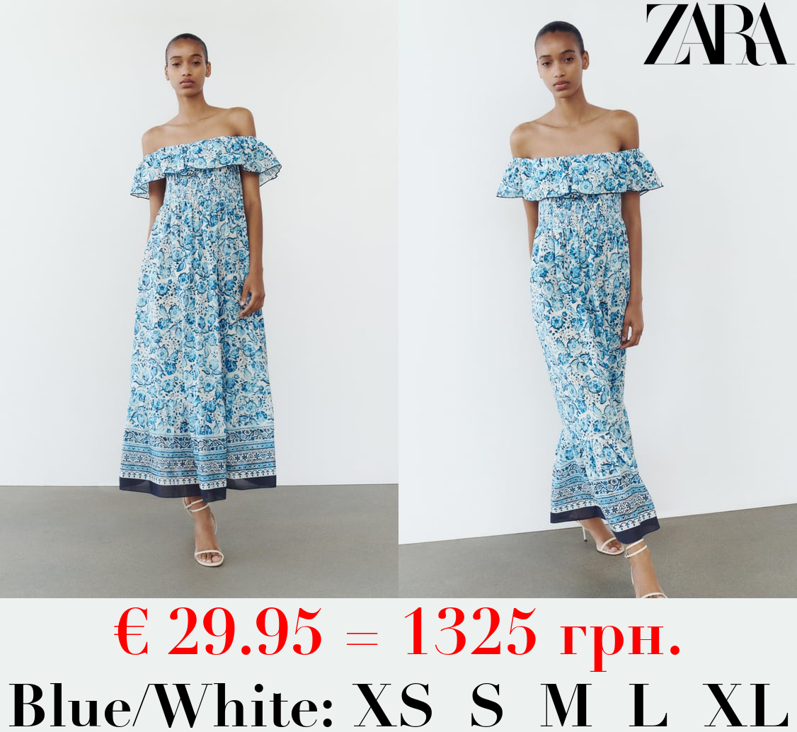 FLORAL PRINT OFF-THE-SHOULDER DRESS