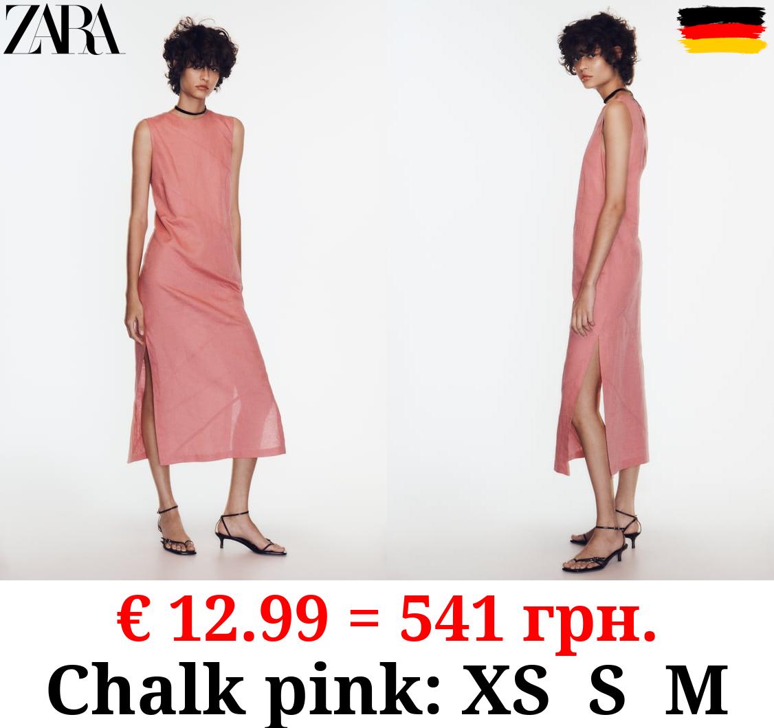 LINEN BLEND MIDI DRESS