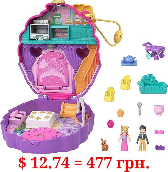 Polly Pocket Compact Playset, Something Sweet Cupcake with 2 Micro Dolls & Accessories, Travel Toys with Surprises