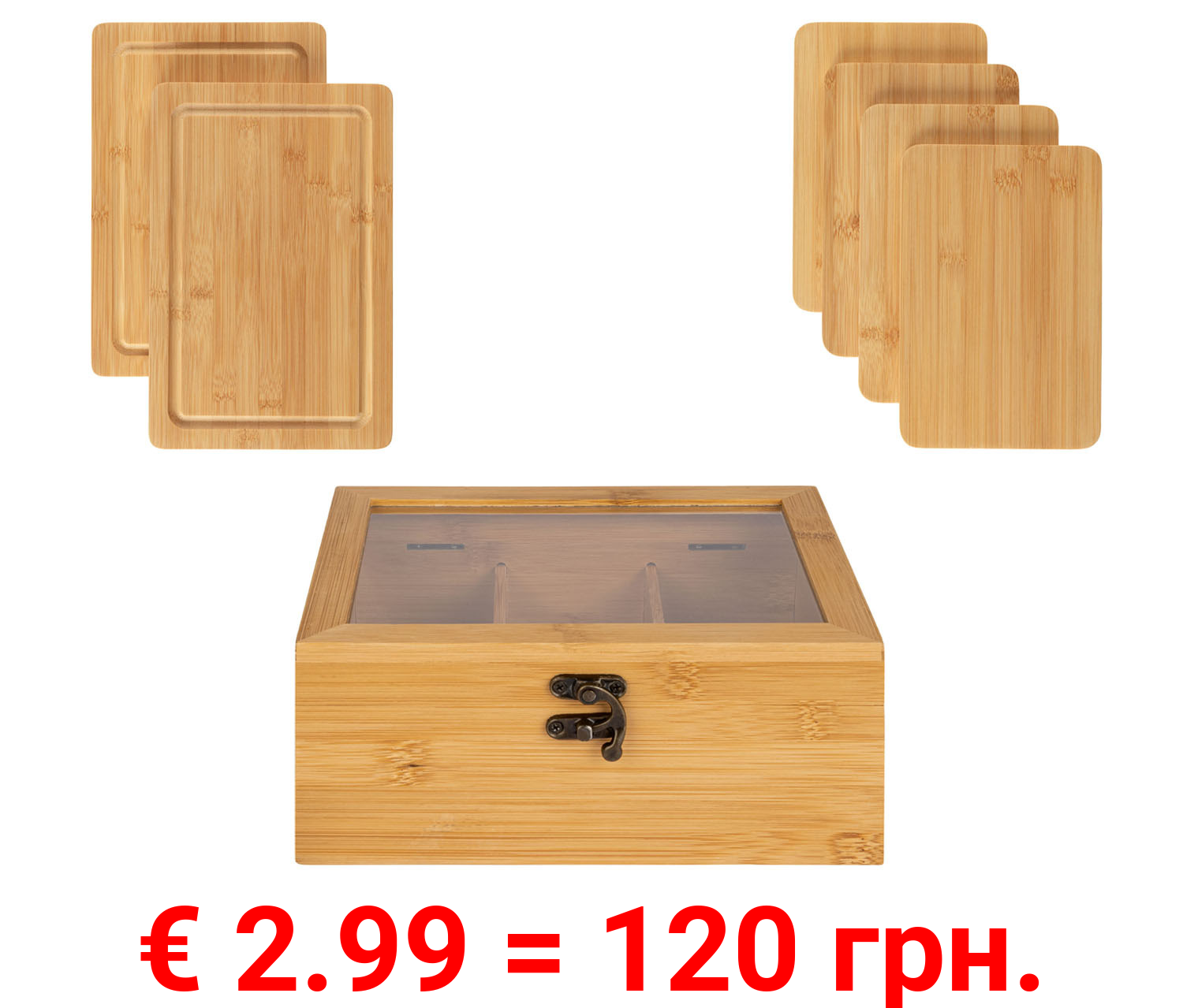 ERNESTO® Schneidebretter-Set / Tee-Box, aus Bambus