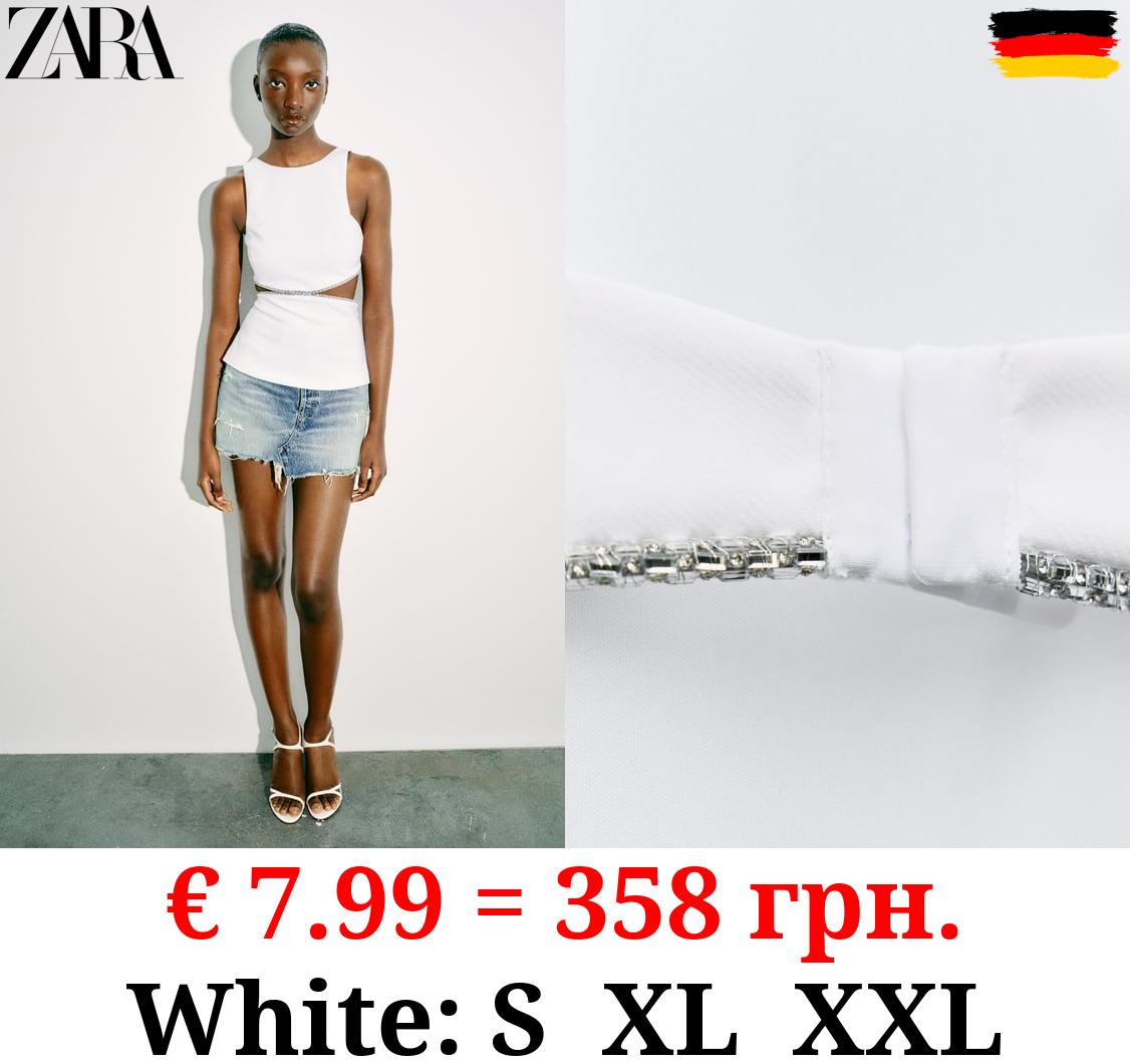 RHINESTONE CUT-OUT TOP