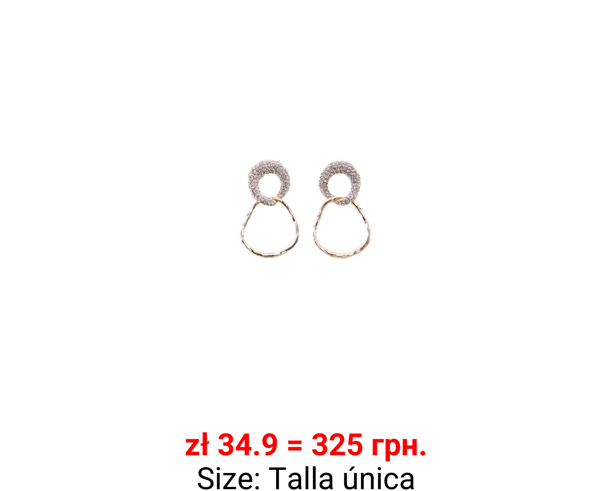 Pendientes doble aro irregular cristales