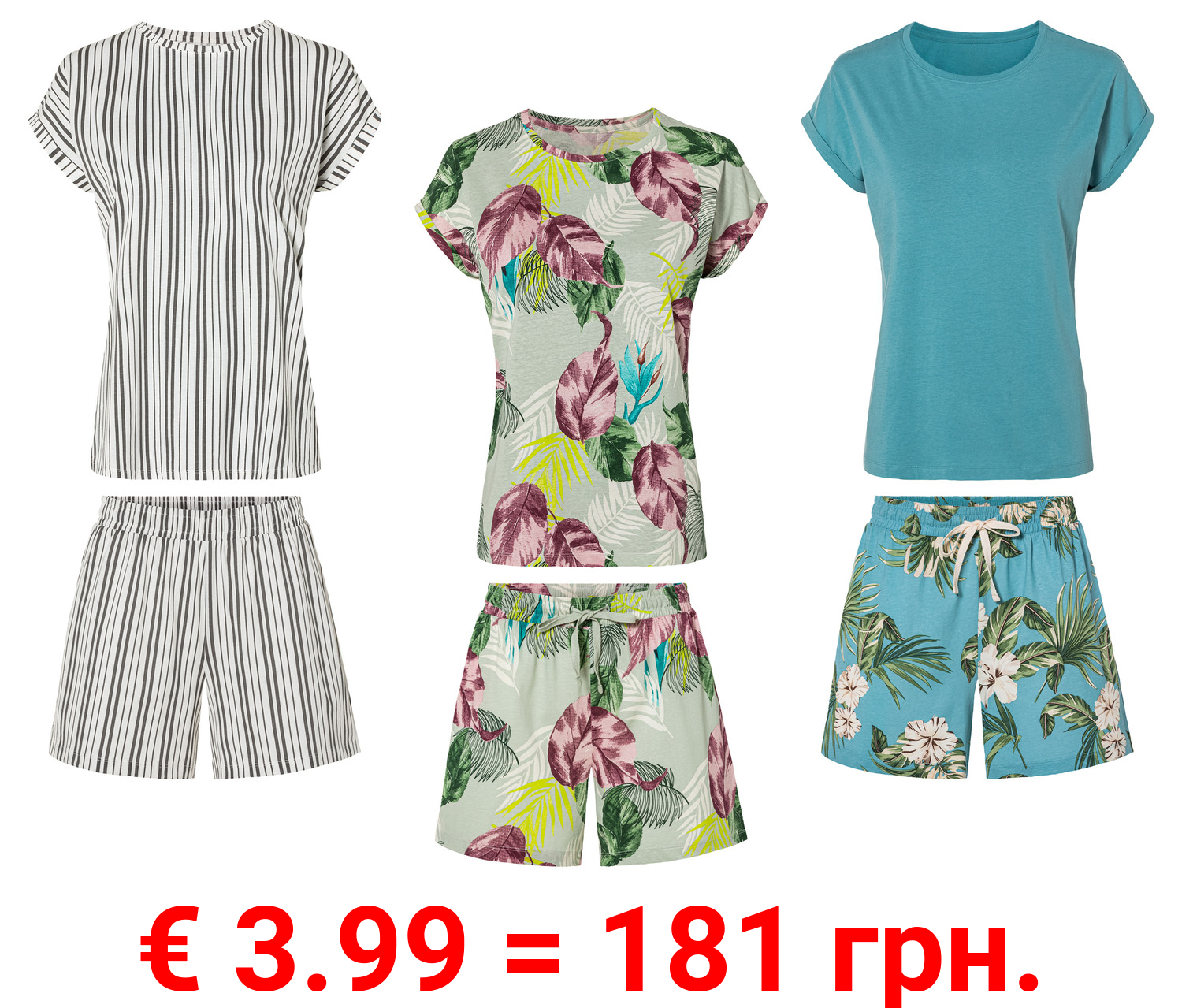 esmara® Damen Pyjama aus reiner Baumwolle