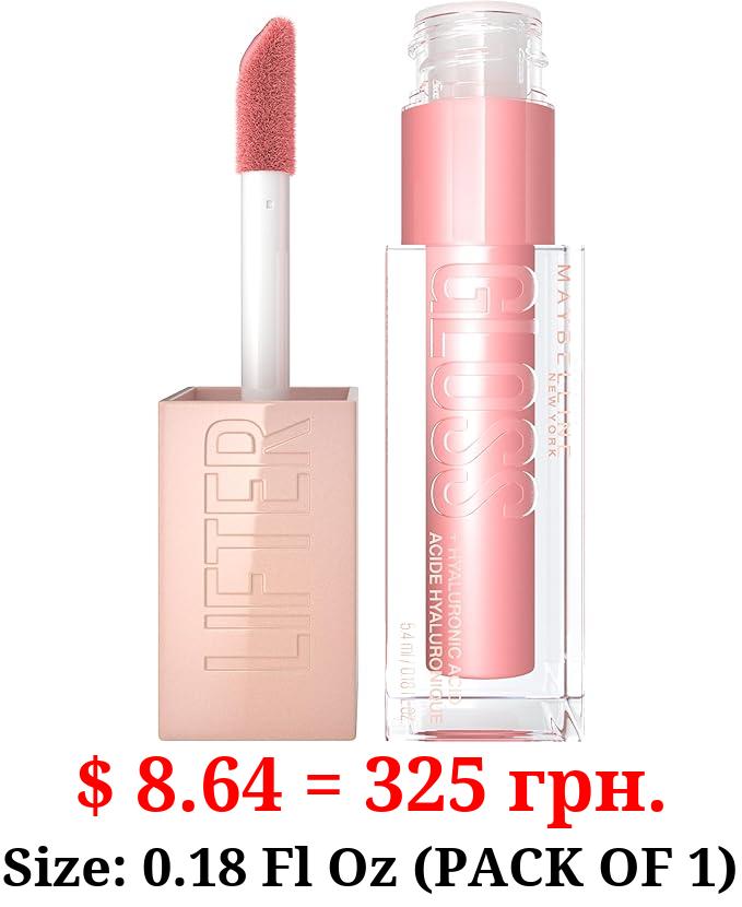 Maybelline New York Lifter Gloss, Hydrating Lip Gloss with Hyaluronic Acid, High Shine for Plumper Looking Lips, Reef, Peachy Neutral, 0.18 Ounce