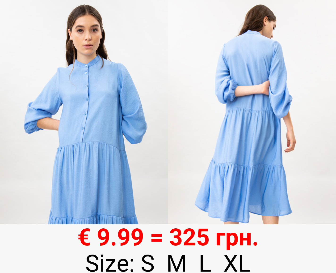 Midi dress with stand-up collar
