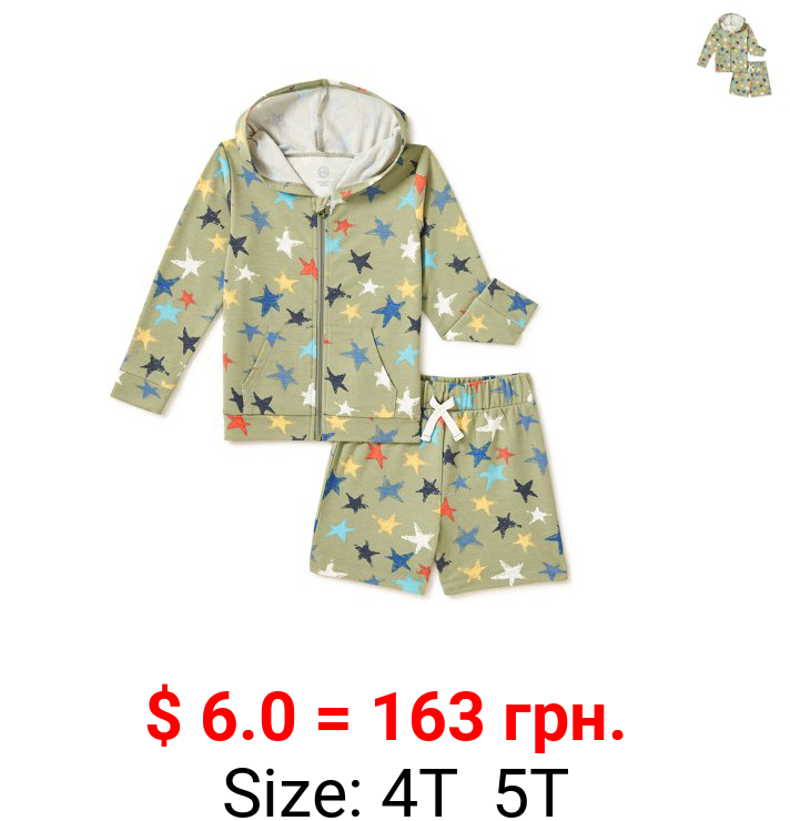 Wonder Nation Toddler Boy Zip Hoodie Sweatshirt & Shorts Outfit Set, 2-Piece, 2T-5T