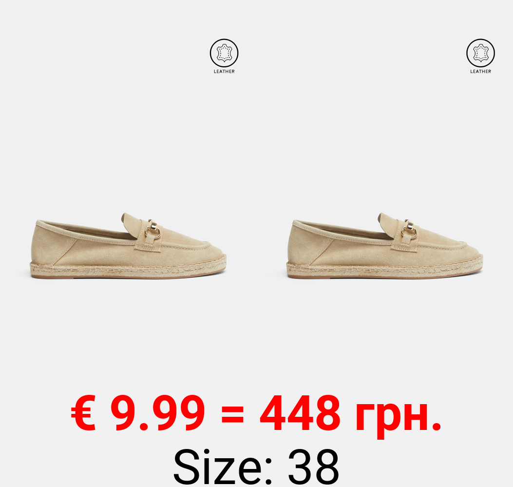 Leather espadrilles with buckle