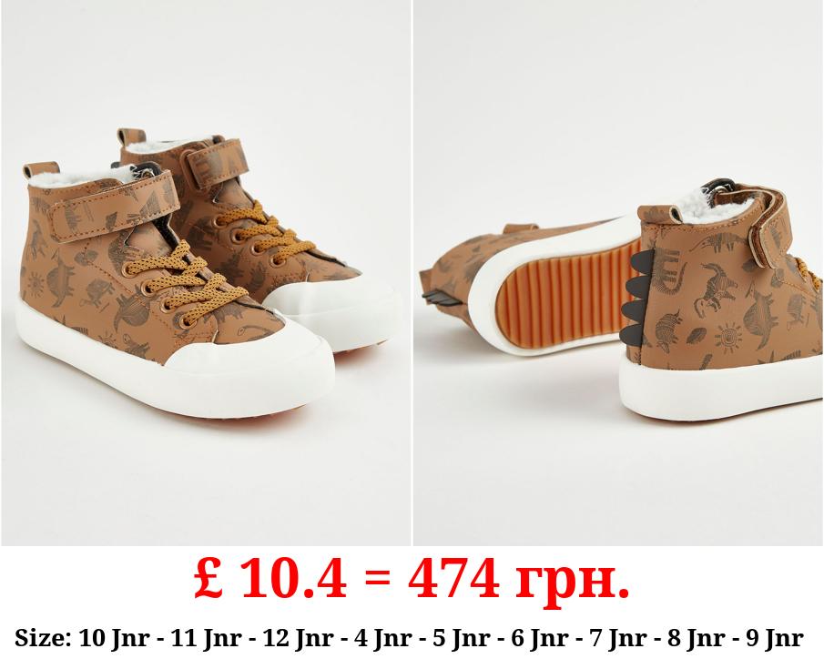 Brown Dinosaur High Top Trainers