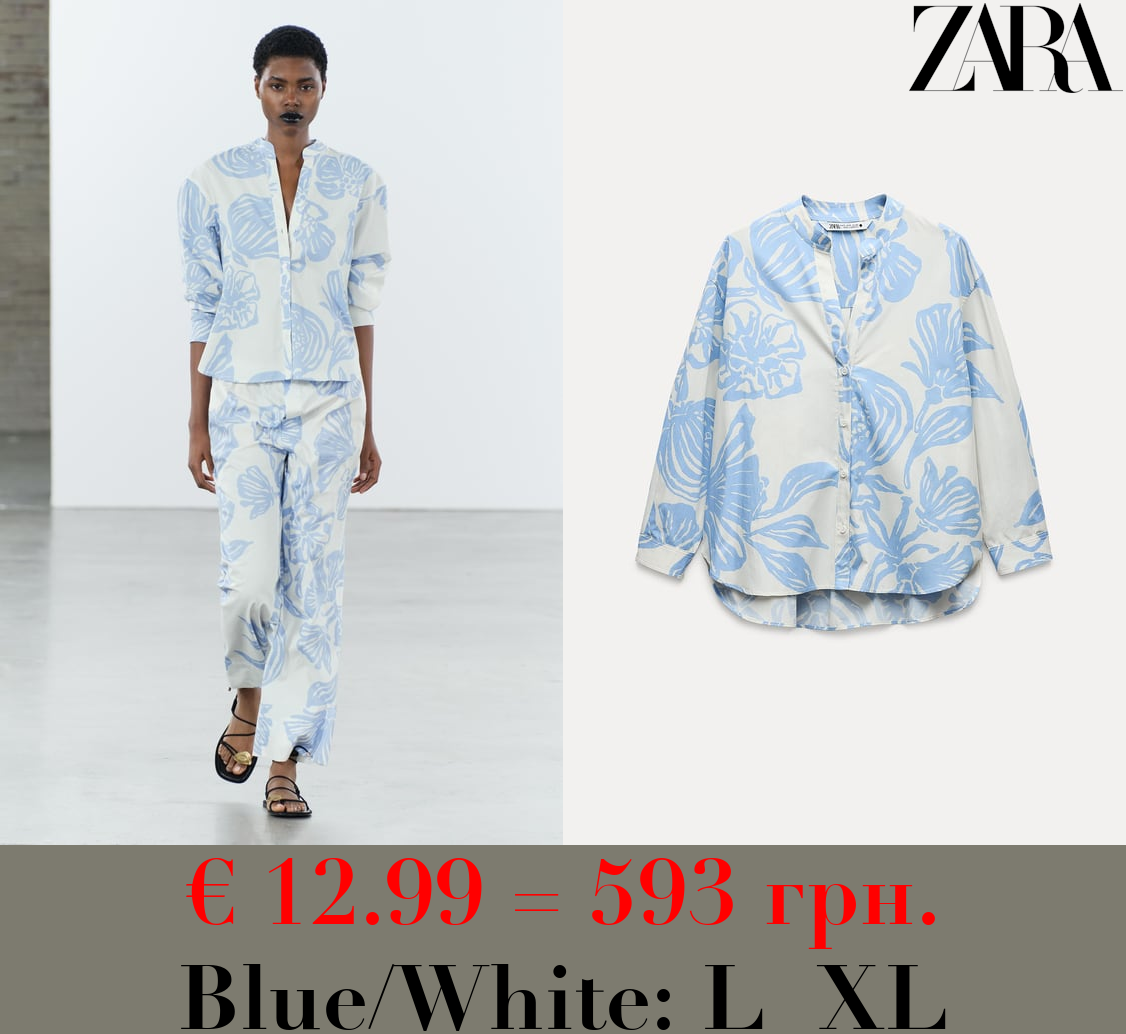 ZW COLLECTION PRINTED POPLIN SHIRT