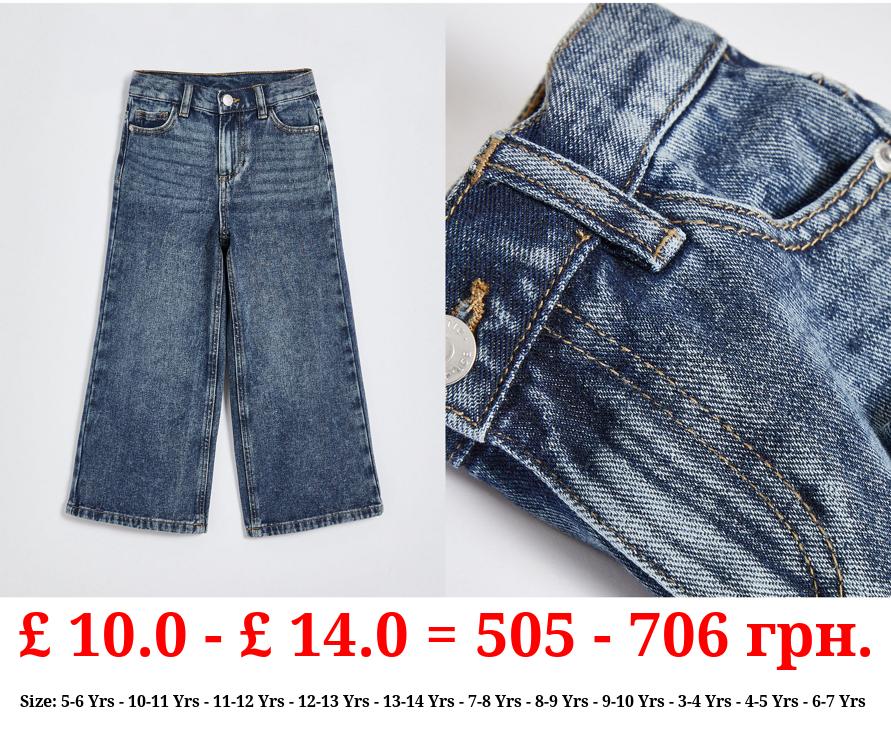 Blue Mid Wash Wide Leg Jeans