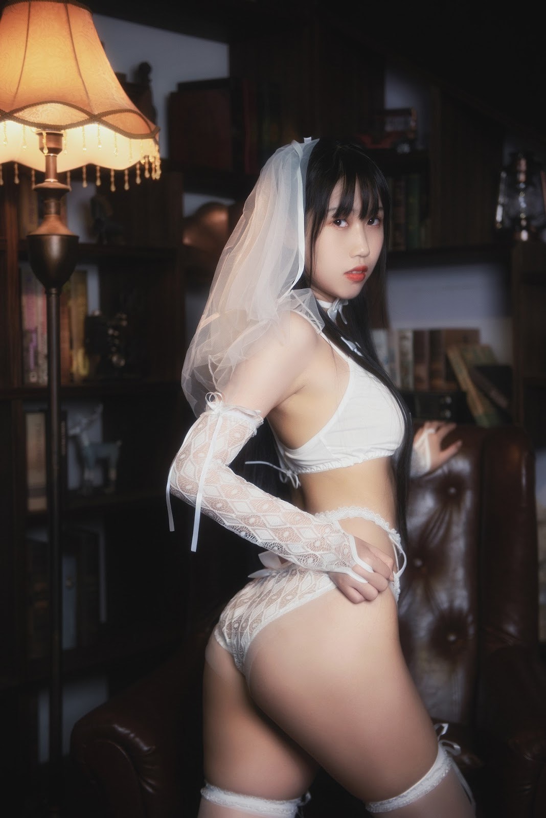 Cosplay 不呆猫 白色情趣婚纱 23