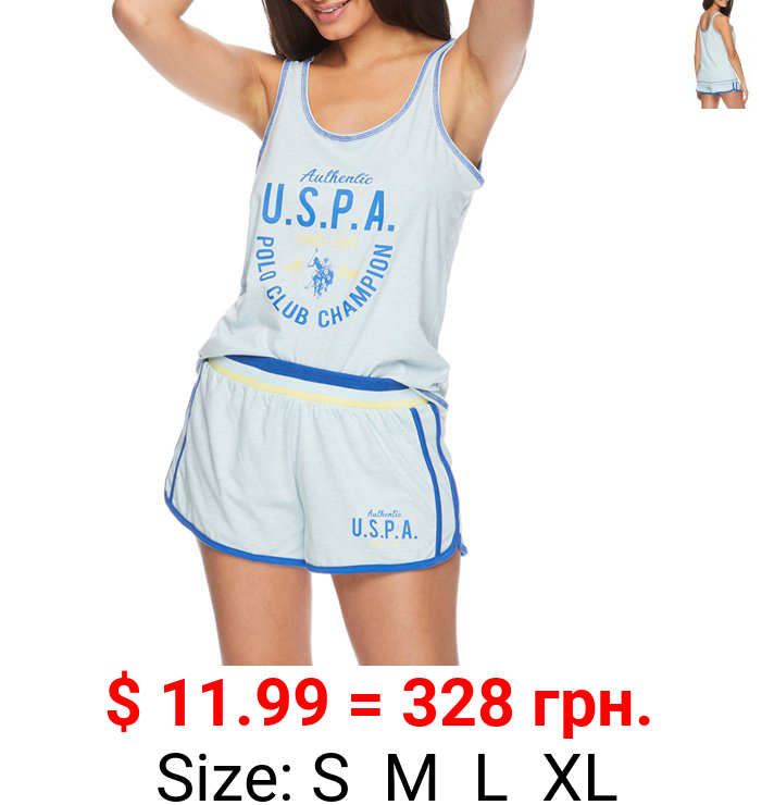 U.S. Polo Assn. Women's 2pc Tank Top and Shorts Lounge Pajama Sleep Set with U.S.P.A. Logo