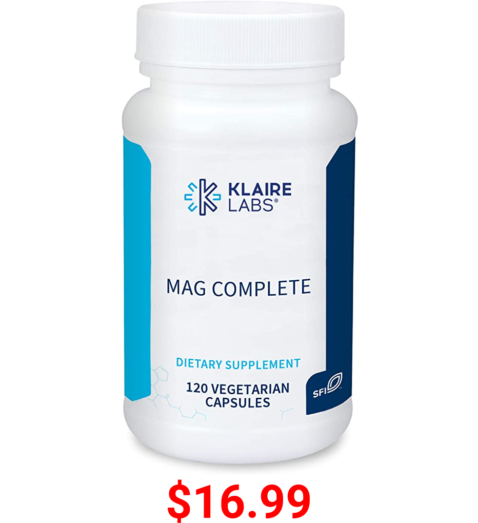 Klaire Labs Mag Complete - Premium Magnesium Complex with Four Bioavailable Forms of Magnesium - Magnesium Supplement with Succinate, Taurinate, Malate & Aspartate (120 Capsules)