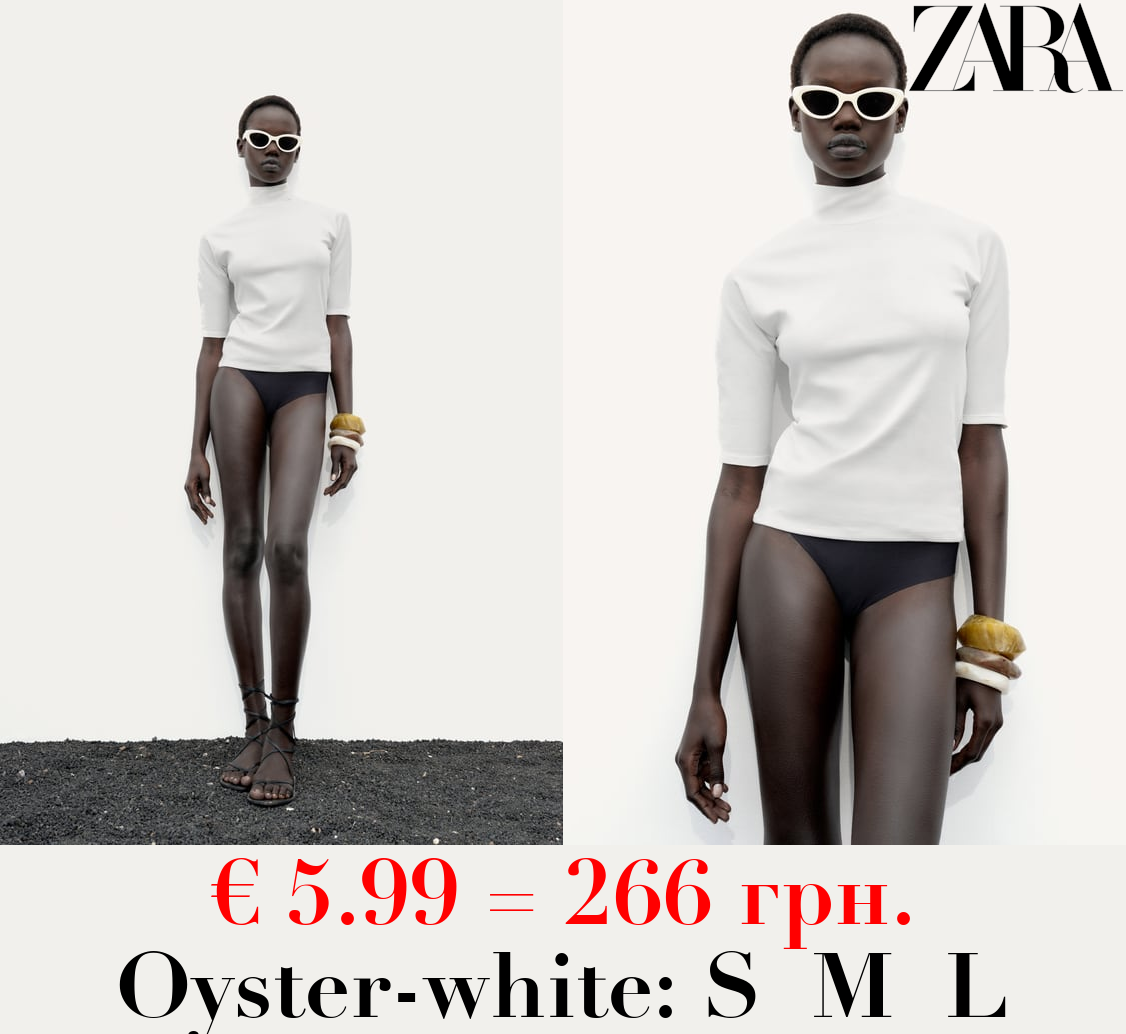 COTTON MOCK NECK T-SHIRT