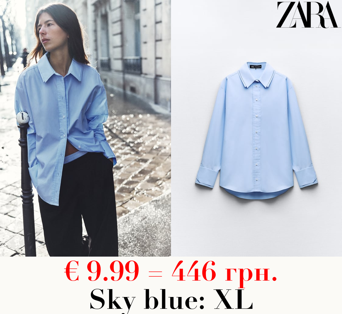 POPLIN SHIRT WITH PLEATS