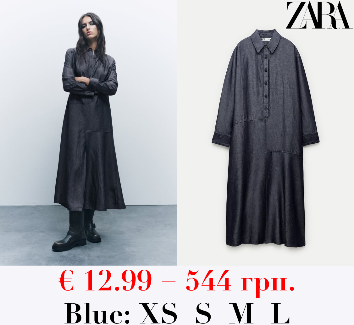 ZW COLLECTION LINEN BLEND SHIRT DRESS