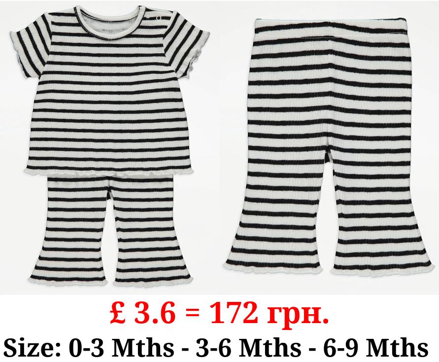 Striped Ribbed Top and Flares Outfit