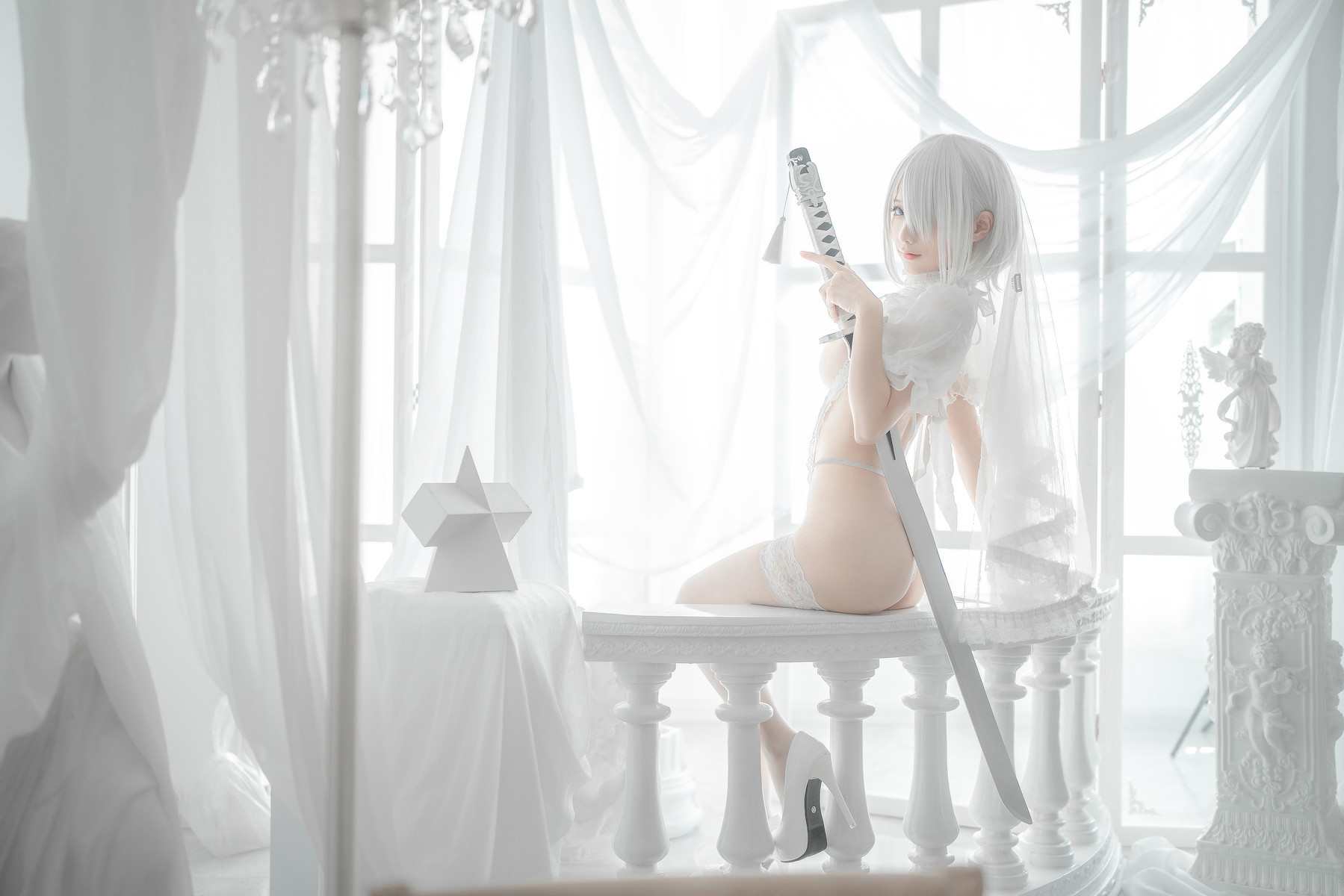 蠢沫沫 Cosplay 2B 白婚纱 21